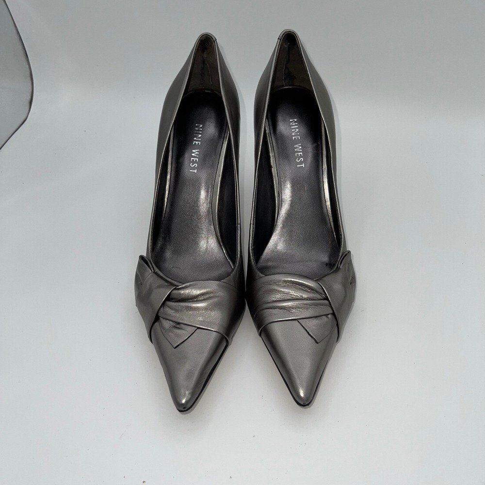 Nine West Booboo Pewter High Heel Pumps Size 6M Pointed‎ Toe Party Dress Shoes